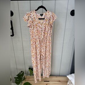 LARSYN & LILY Orange & Yellow Floral JUMPSUIT  Sze M